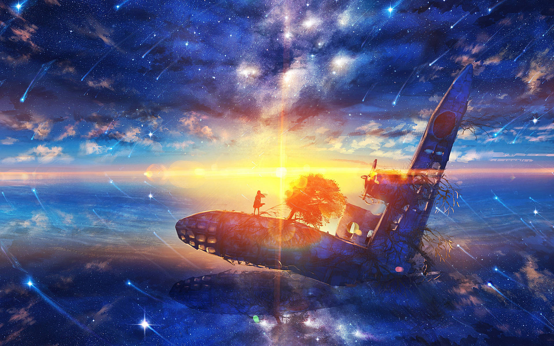 Anime Scenery 4k Airplane Wallpaper