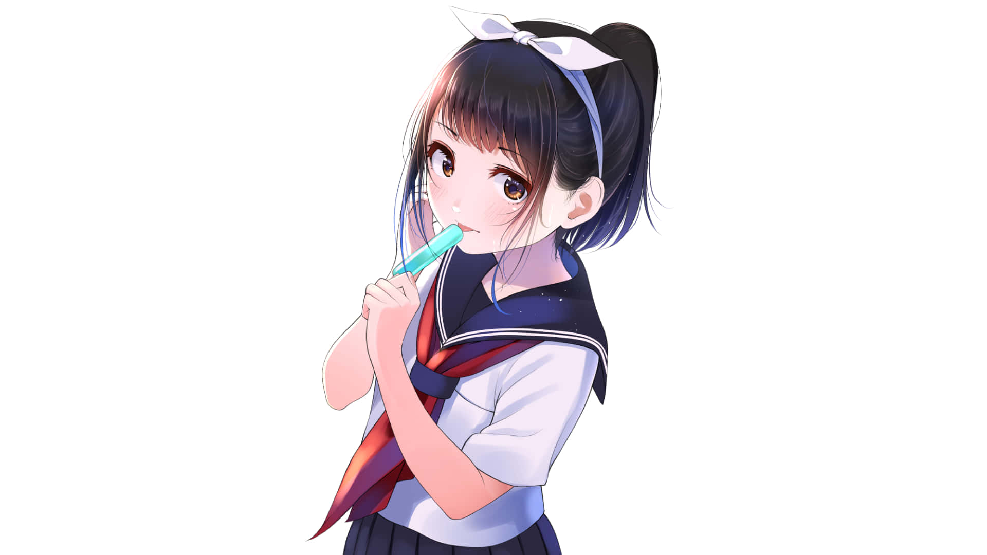 Anime School Girl Cute Headband Wallpaper