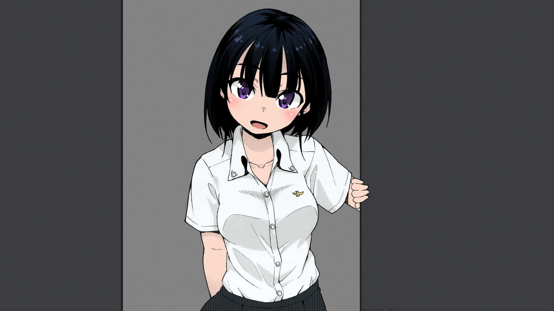 Anime School Girl Cute Short Hair Wallpaper