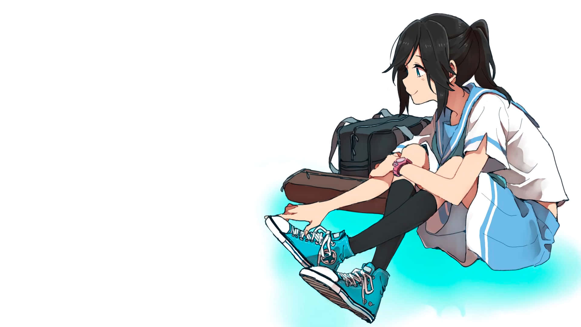Anime School Girl Cute Sneakers Wallpaper