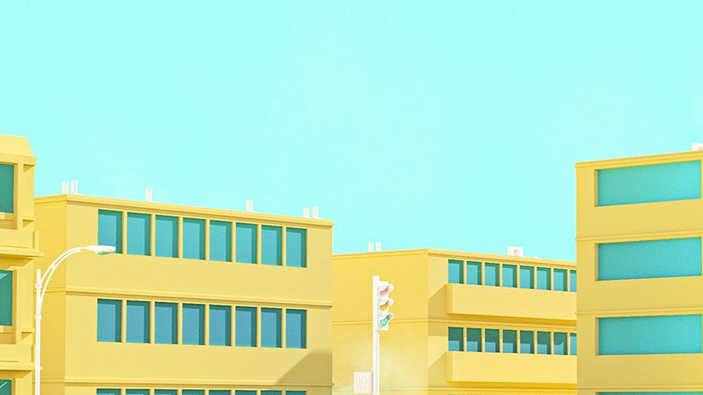 Anime School Scenery Yellow Aesthetic Building Wallpaper