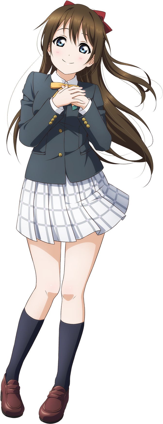 Anime Schoolgirl Smiling Pose PNG