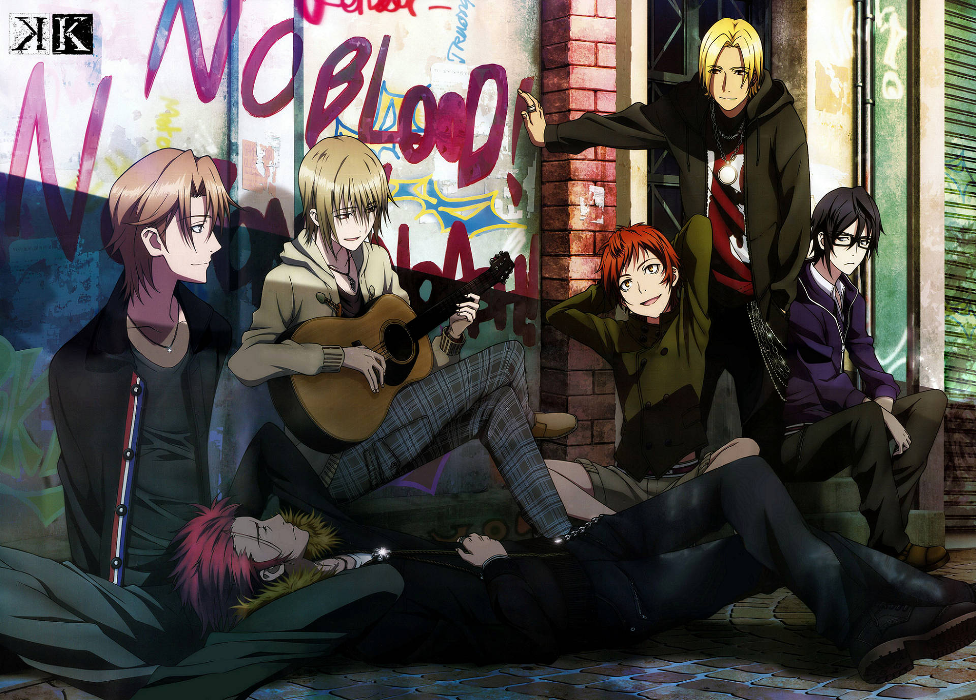 Anime Series K Characters Hanging Out Wallpaper