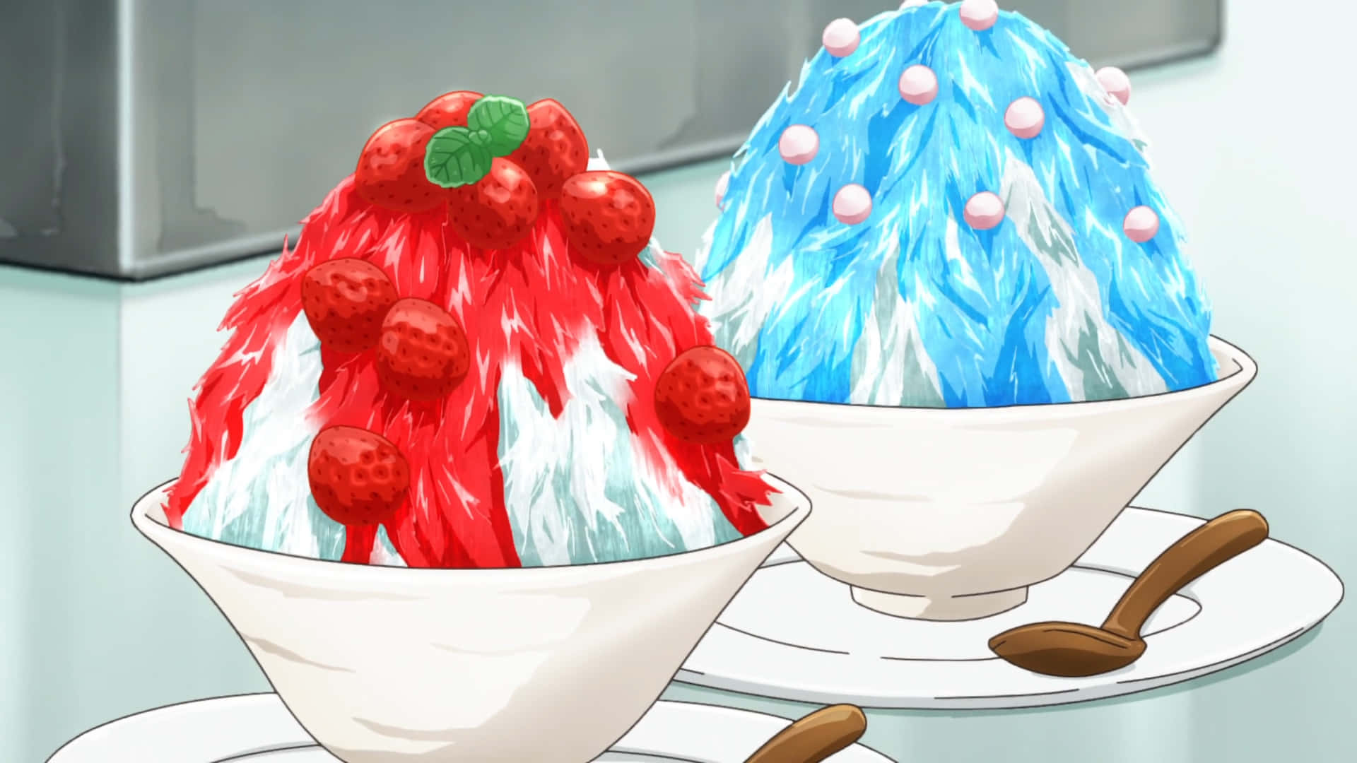 Anime Shaved Ice Dessert Duo Wallpaper