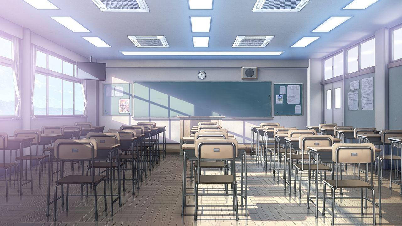 Anime Skolelandskab Tomt Klasseværelse Wallpaper