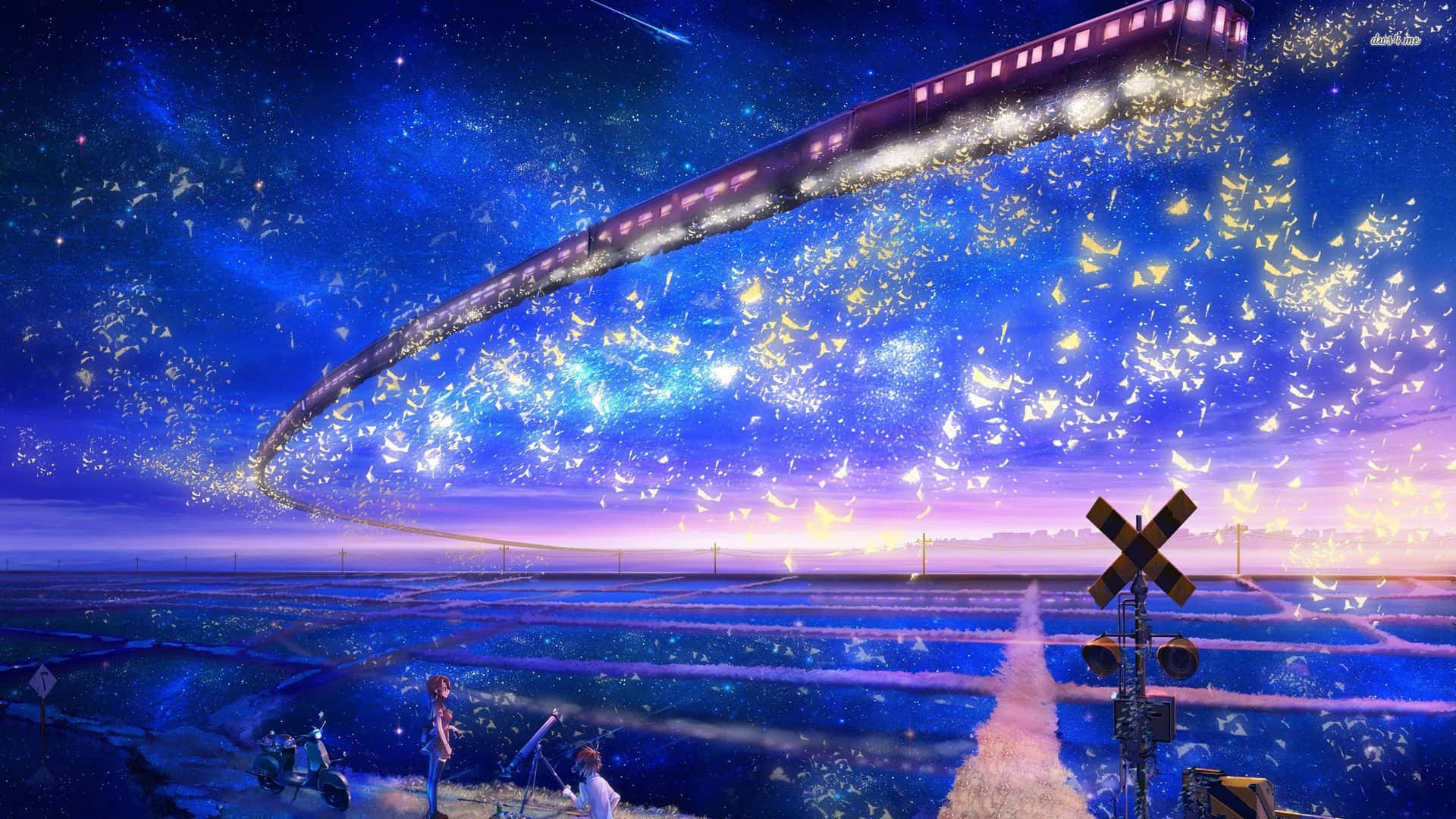 Animehimmel Flygande Tåg. Wallpaper