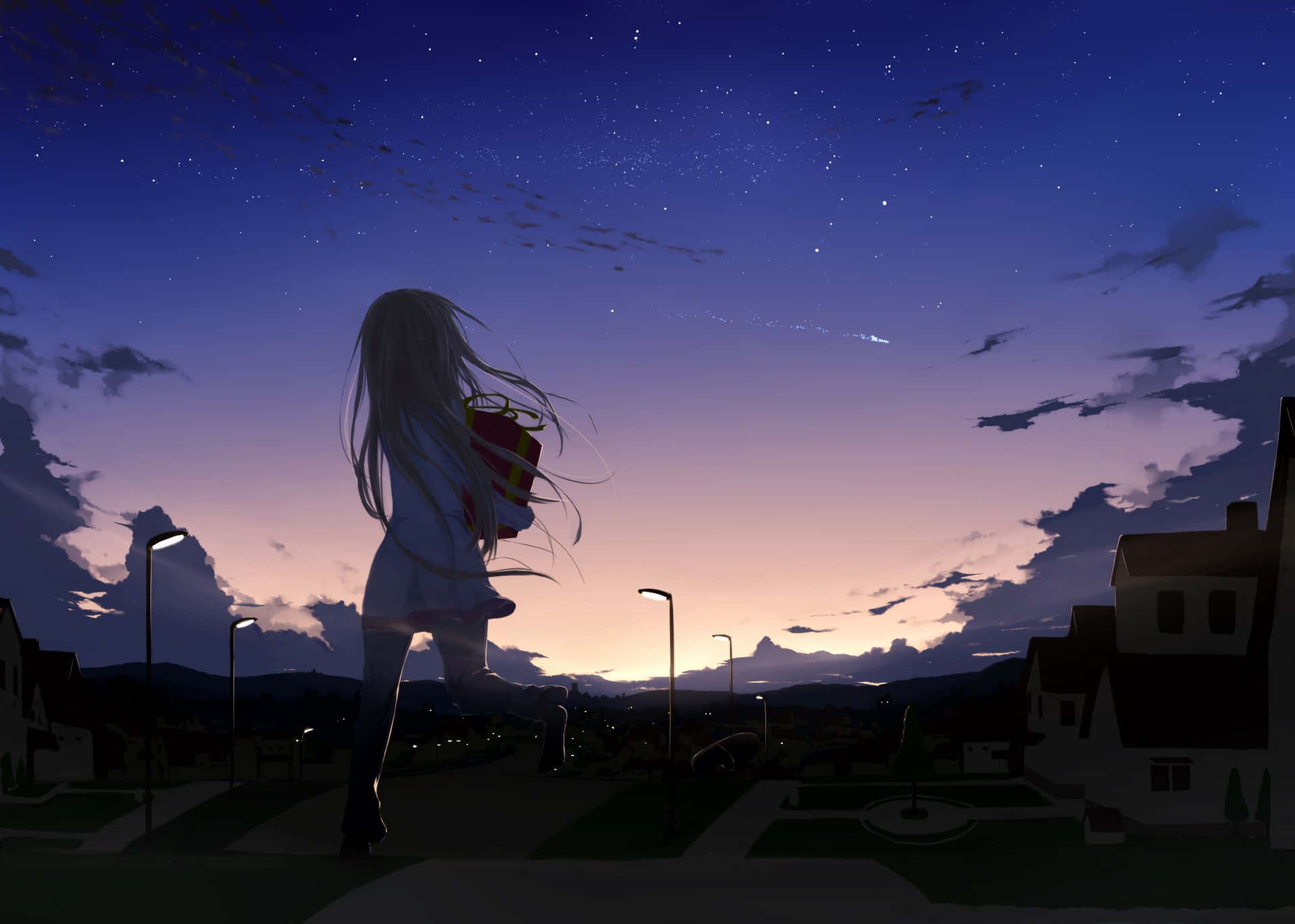 Opdag de store og smukke himle i anime verden. Wallpaper