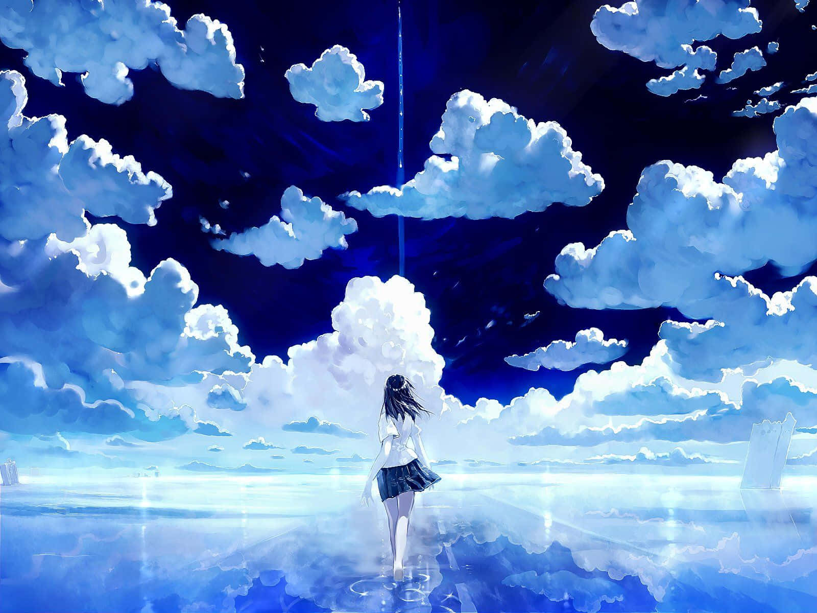 Unhermoso Paisaje Del Cielo De Anime Fondo de pantalla
