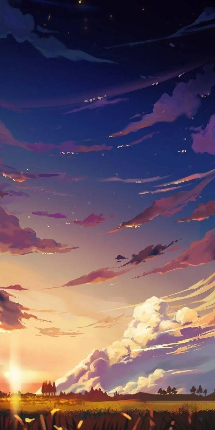 Anime Sky And Landscape 4k Phone Wallpaper
