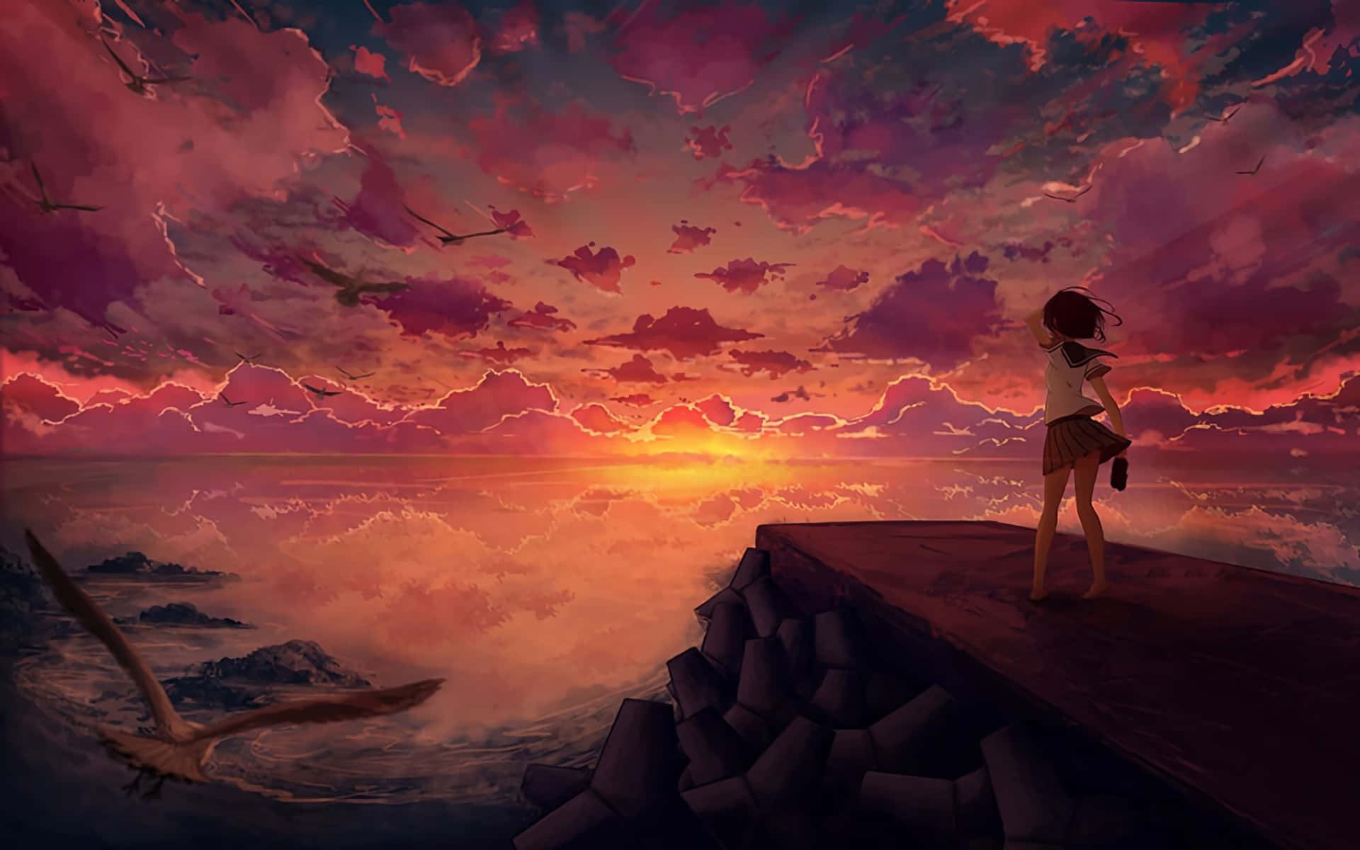 "Take in the breathtaking beauty of the anime sky!"