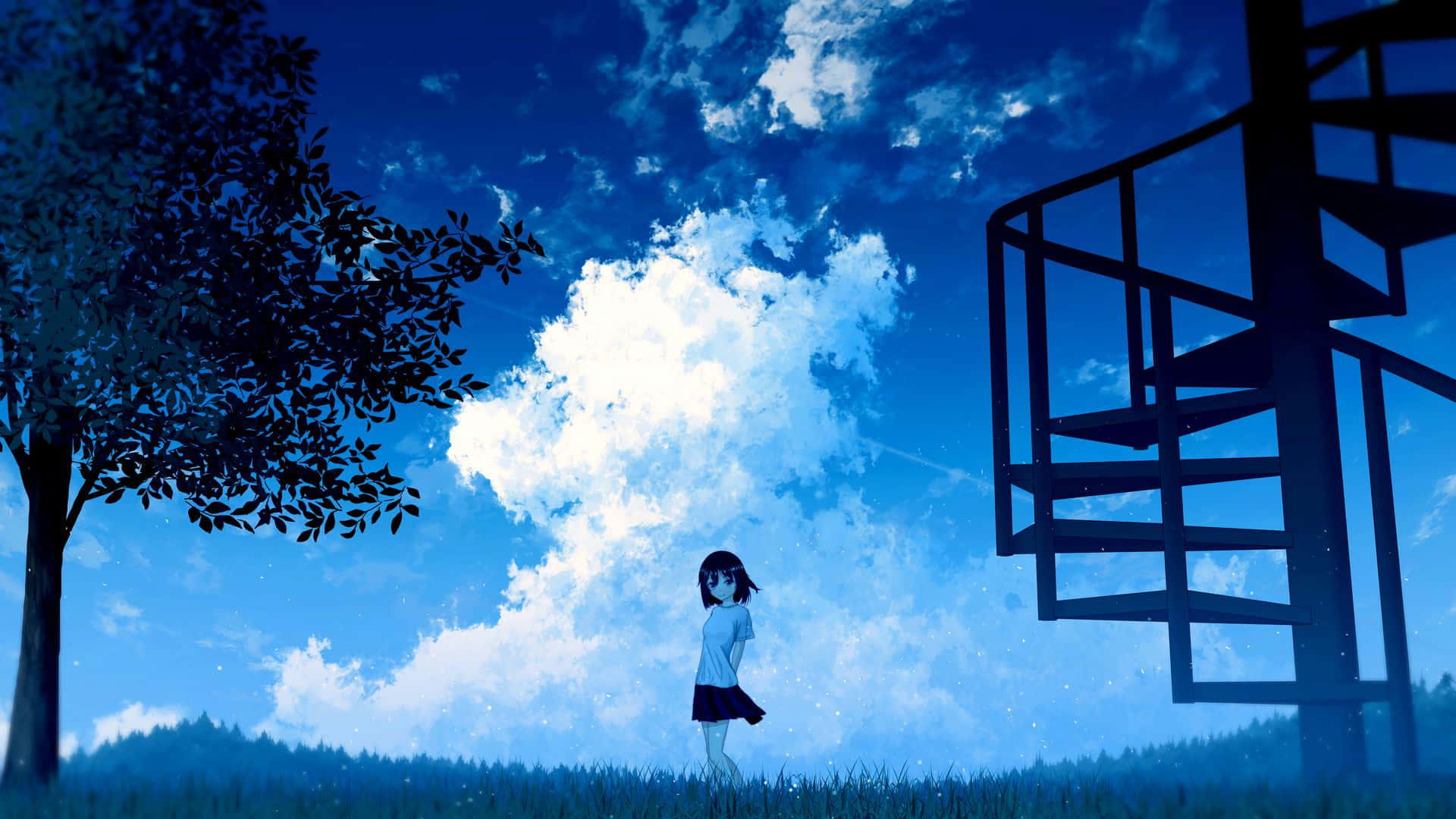 Förloradig I Den Drömska Världen Av Anime Sky