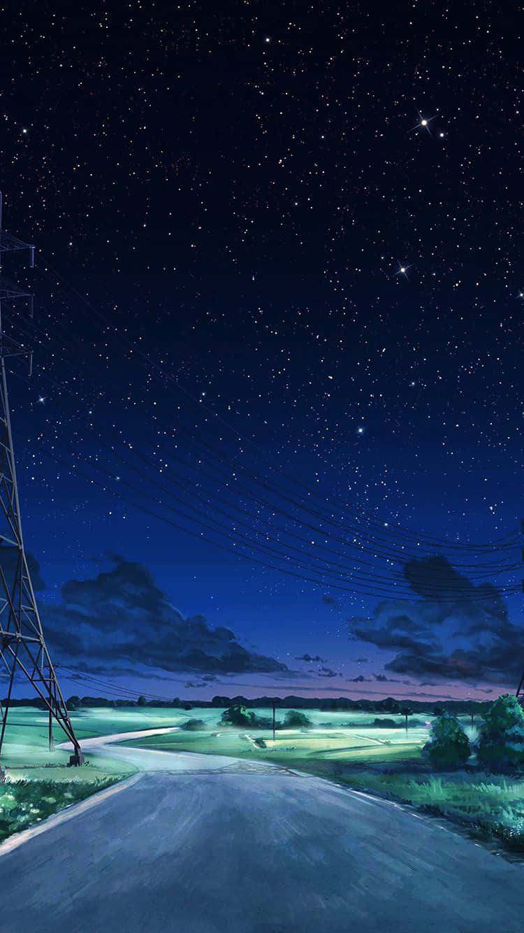 A Road With Power Lines And A Sky Wallpaper