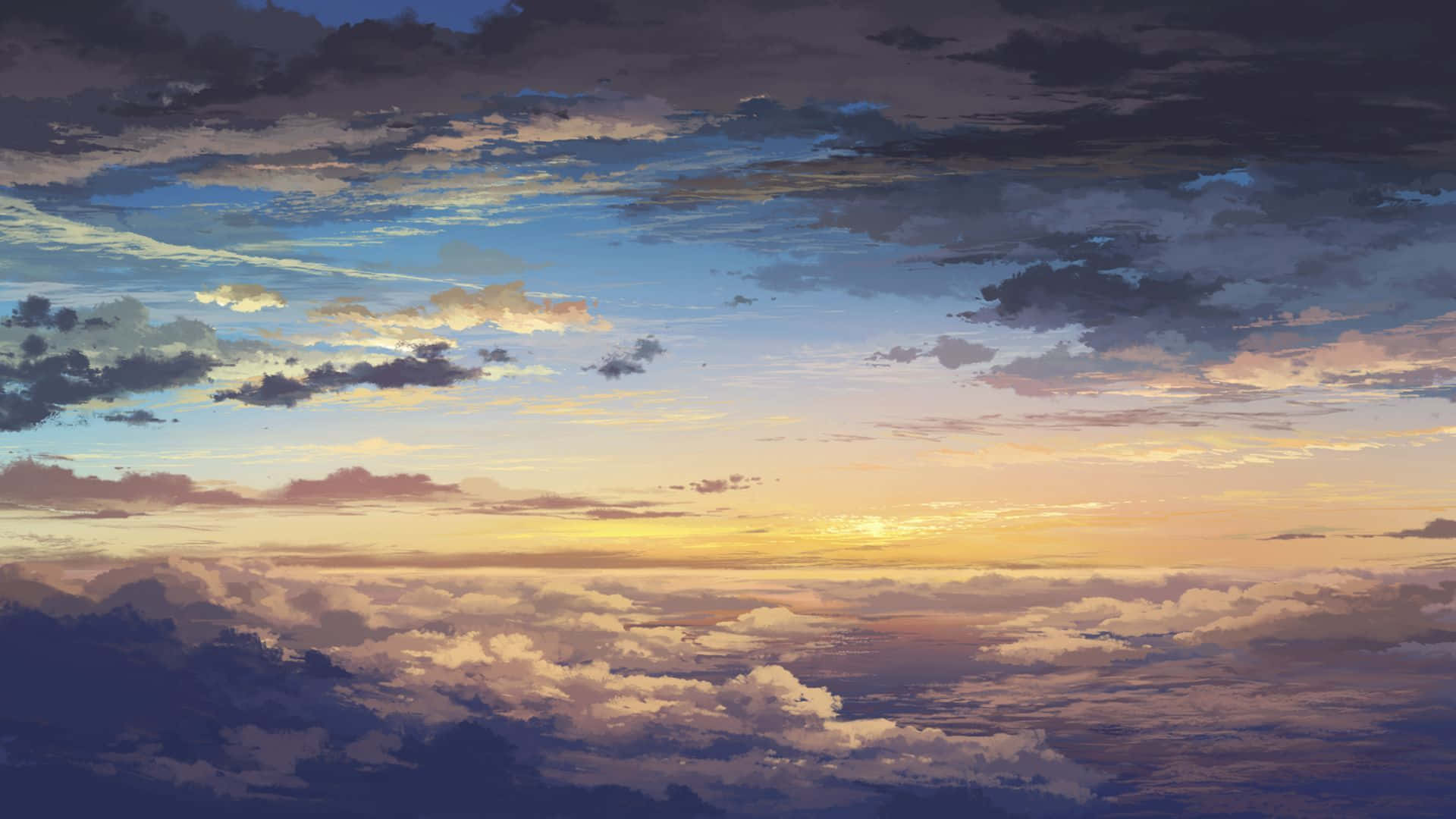 Voarpelo Céu Com Anime Sky. Papel de Parede
