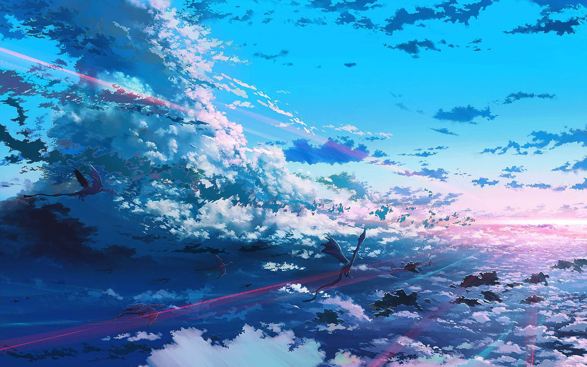 Purple Blue Anime Sky Wallpaper
