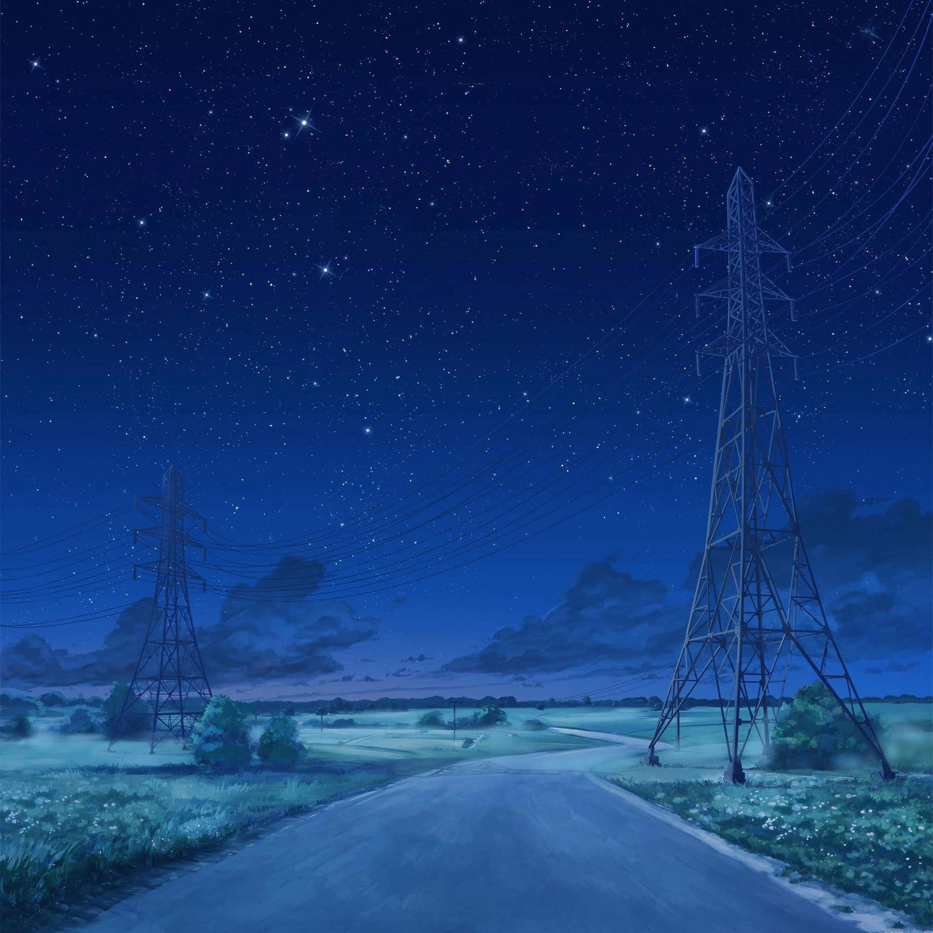 A Road With Power Lines Wallpaper