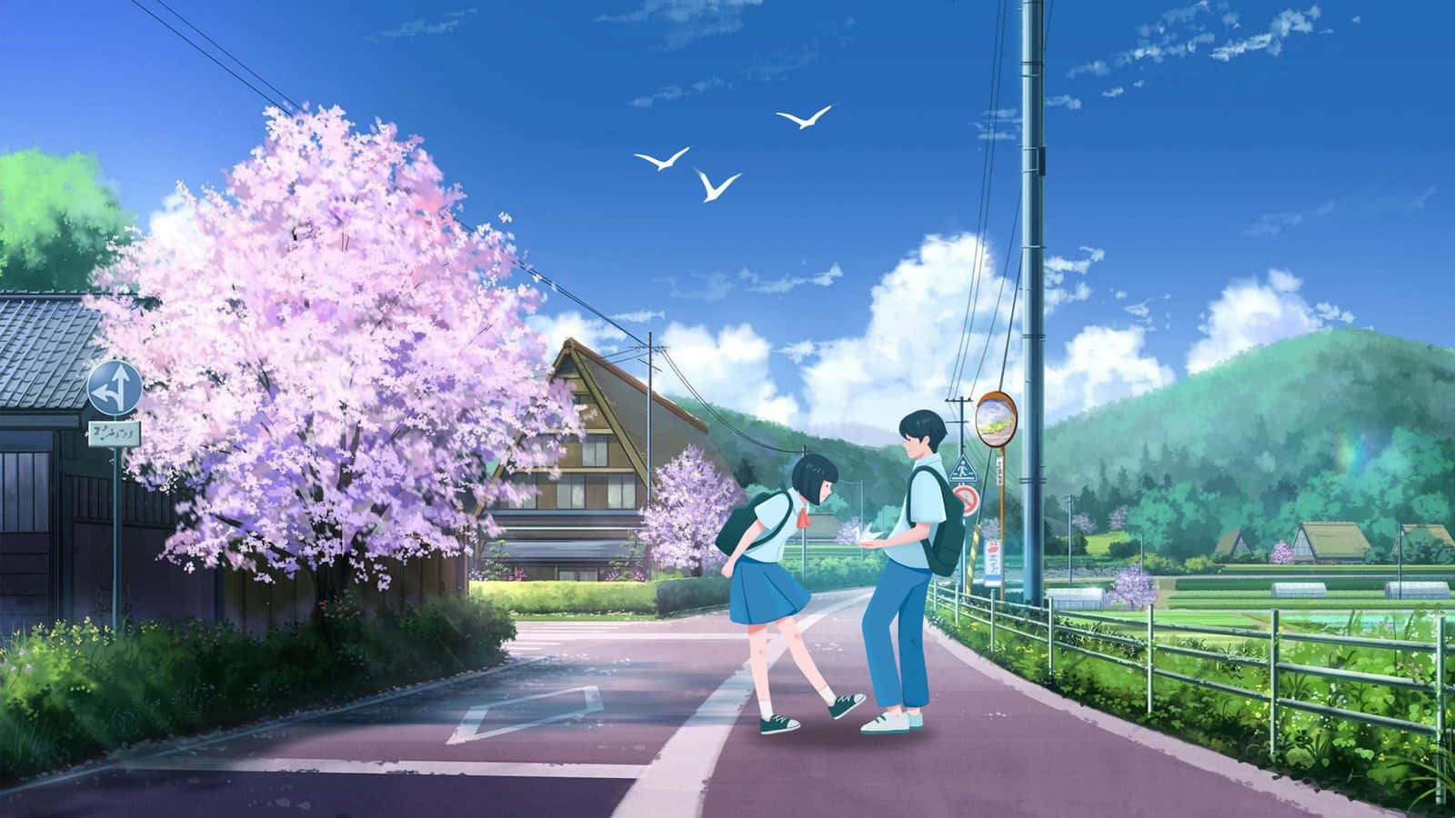 Anime Springtime Meeting Wallpaper