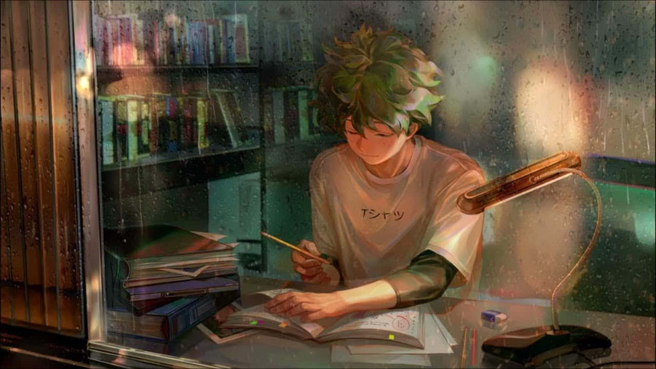 Anime Study Session Rainy Day Wallpaper