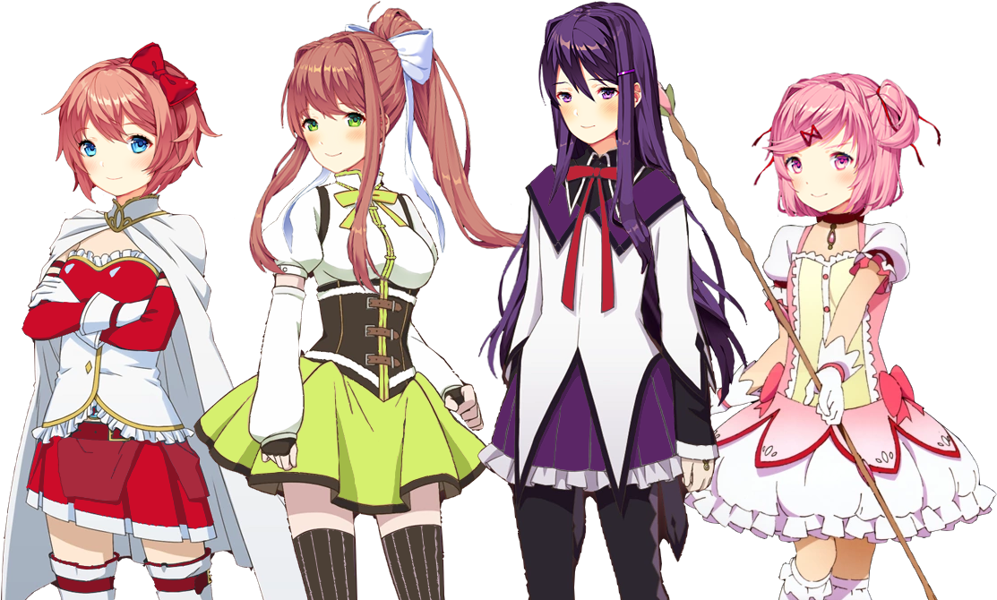 Anime Style Character Lineup PNG