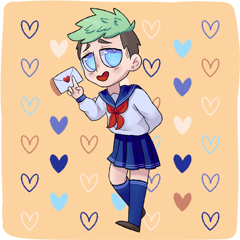 Anime Style Character With Love Letter PNG