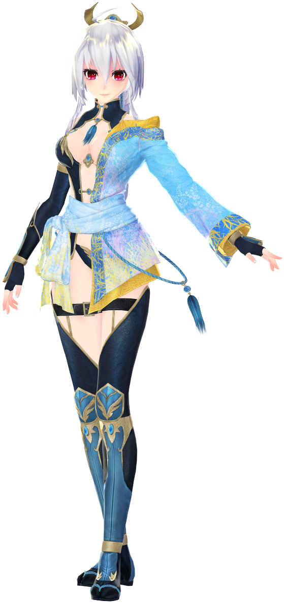 Anime Style Characterin Modern Kimono Hybrid Outfit PNG