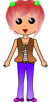 Anime Style Characterwith Pink Hair PNG