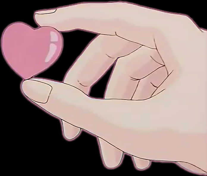 Anime Style Hand Holding Heart PNG