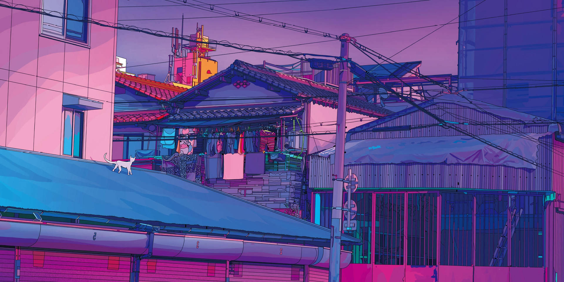 Anime-style Houses Macbook Pro Aesthetic Wallpaper
