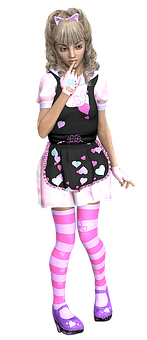 Anime Style Maid Costume Girl PNG