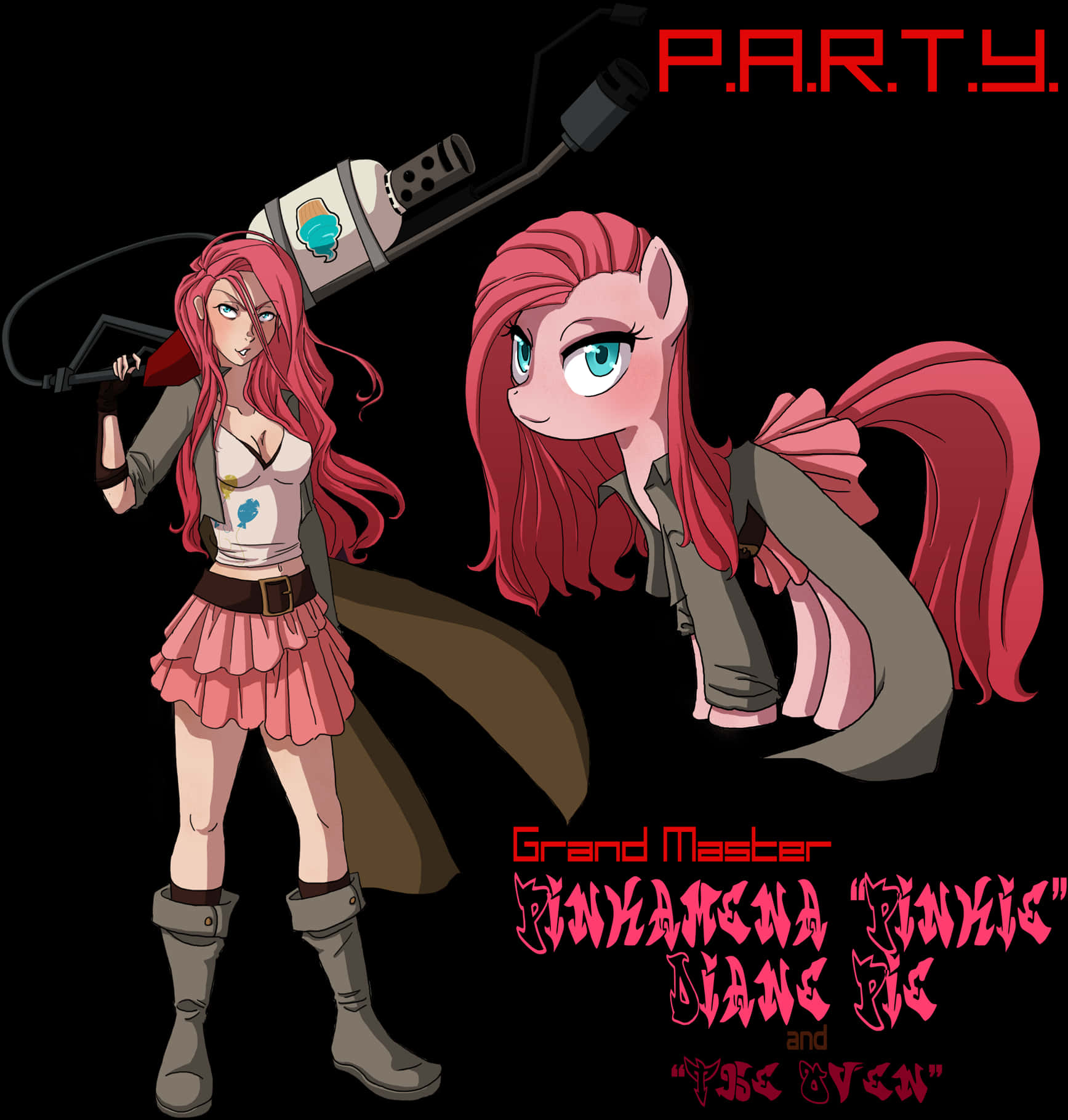 Anime Style Redhead Characters Party PNG