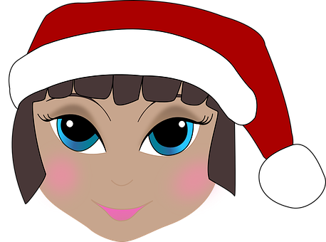 Anime Style Santa Hat Girl PNG