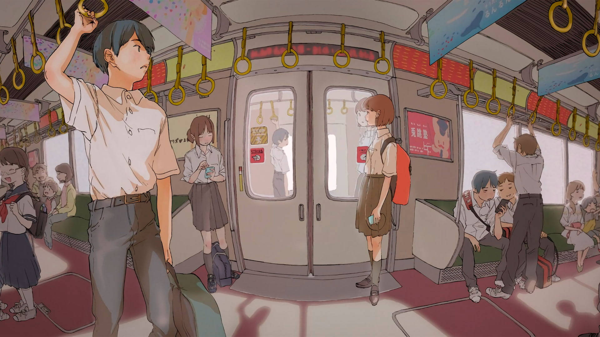 Trende Anime En El Metro. Fondo de pantalla