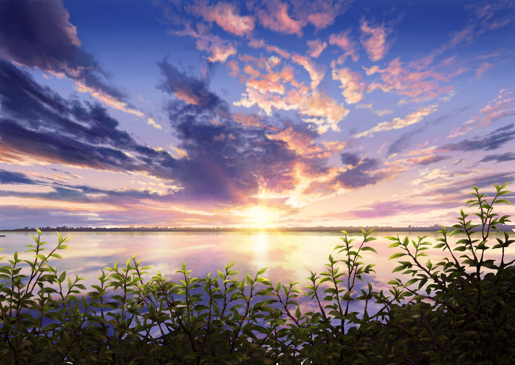 Captivating Anime Sunset Background