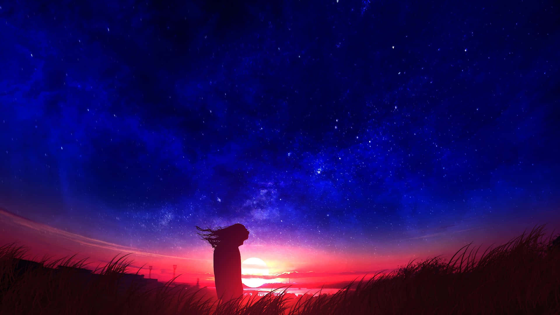 Serene Anime Sunset - A Picturesque Moment