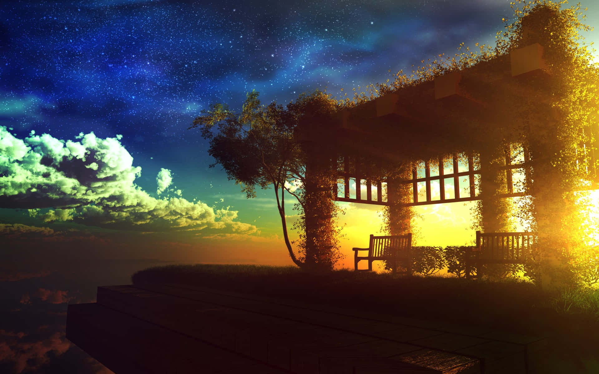 Enchanting Anime Sunset Scenery