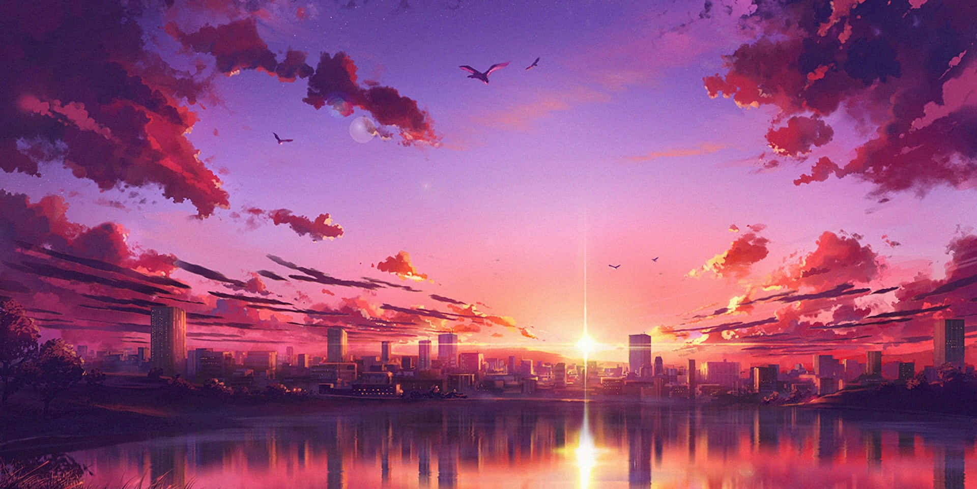Captivating Anime Sunset Scenery