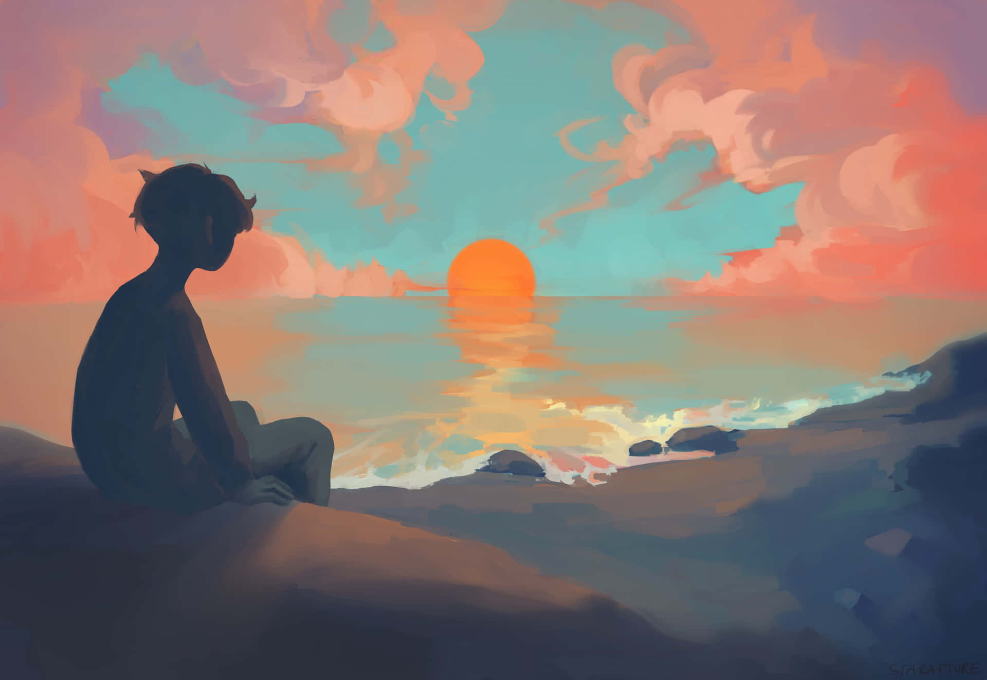 Download Tranquil Anime Sunset | Wallpapers.com
