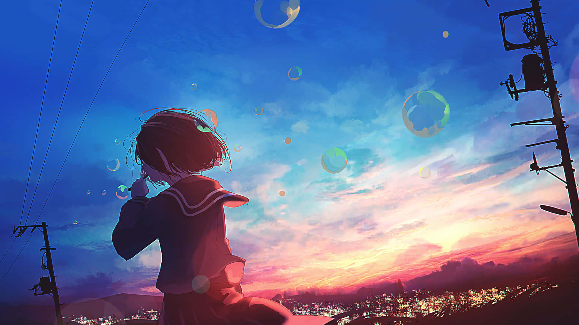 Captivating Anime Sunset Scenery