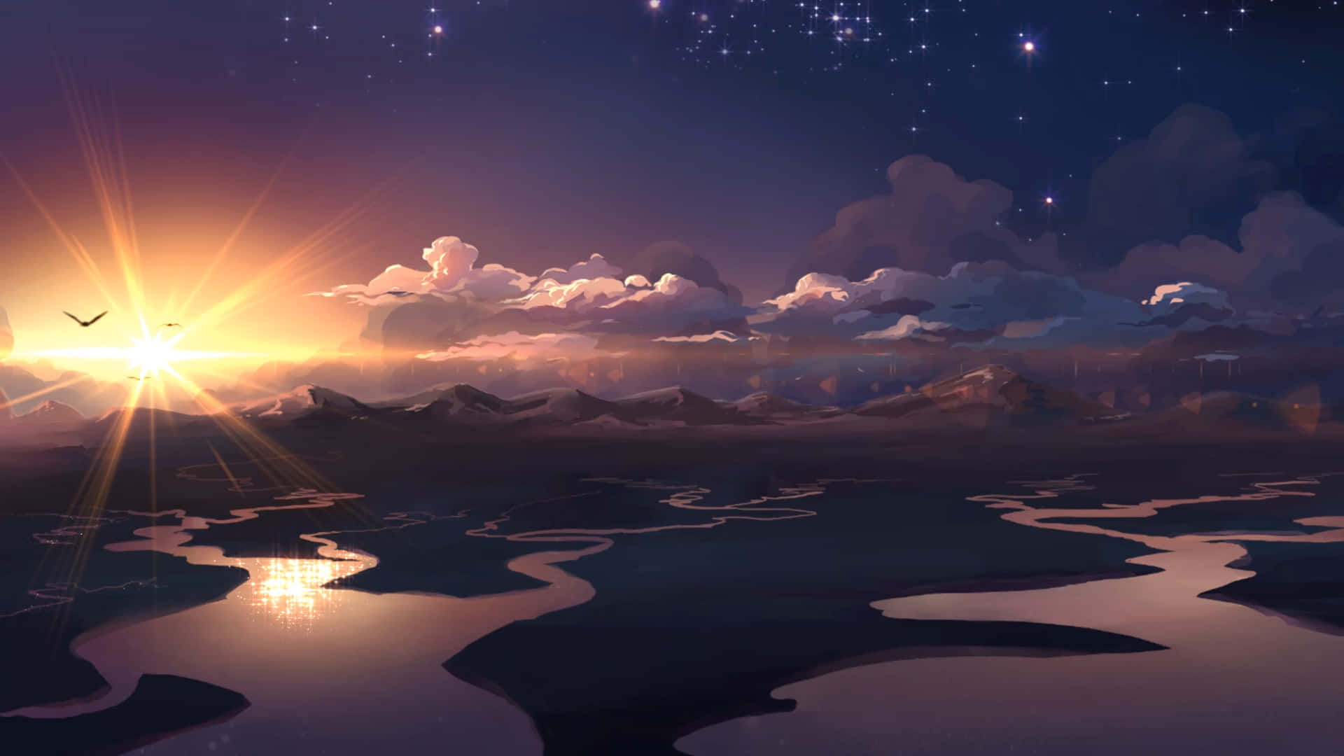 Enchanting Anime Sunset Scenery