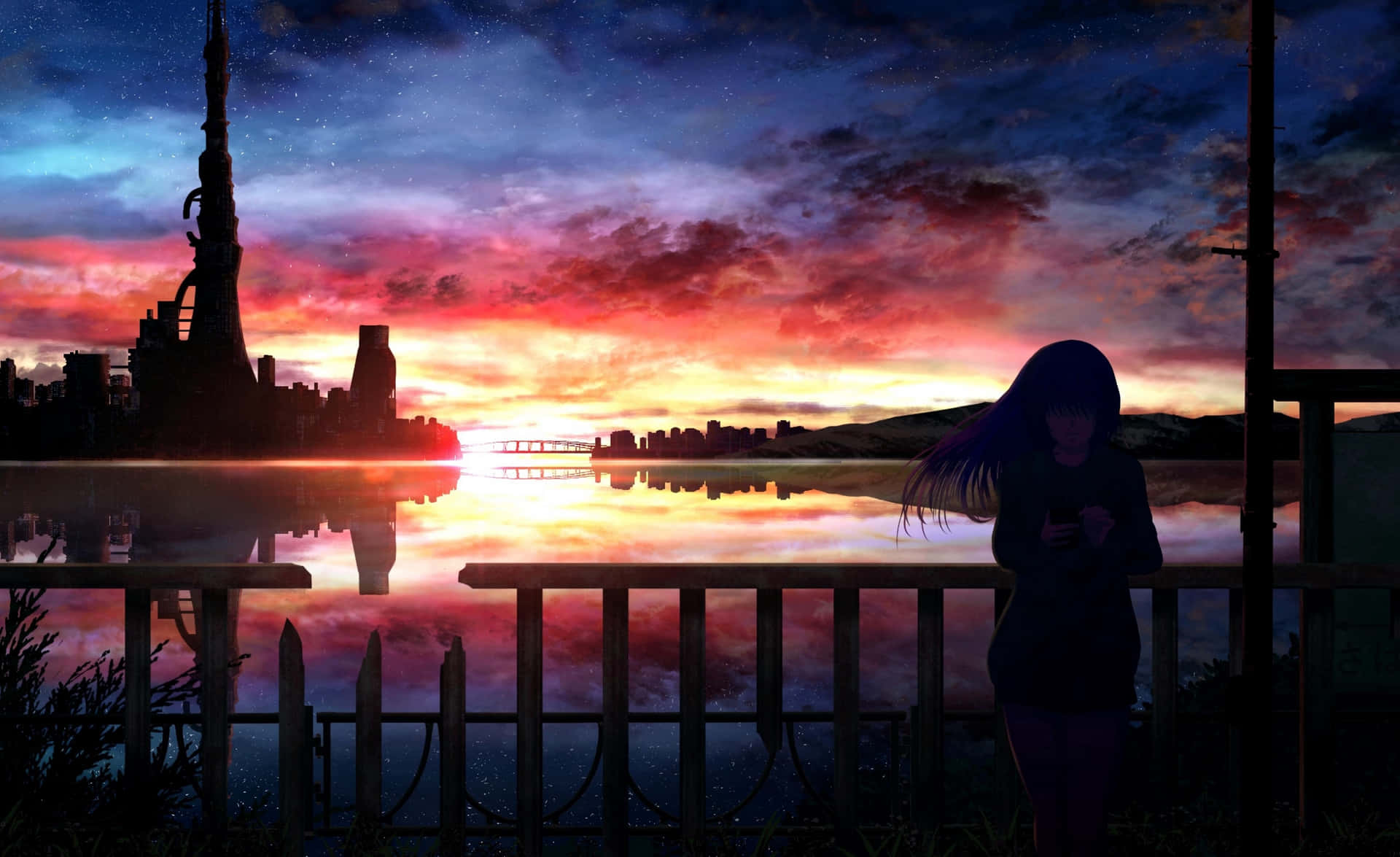 Enchanting Anime Sunset Scenery