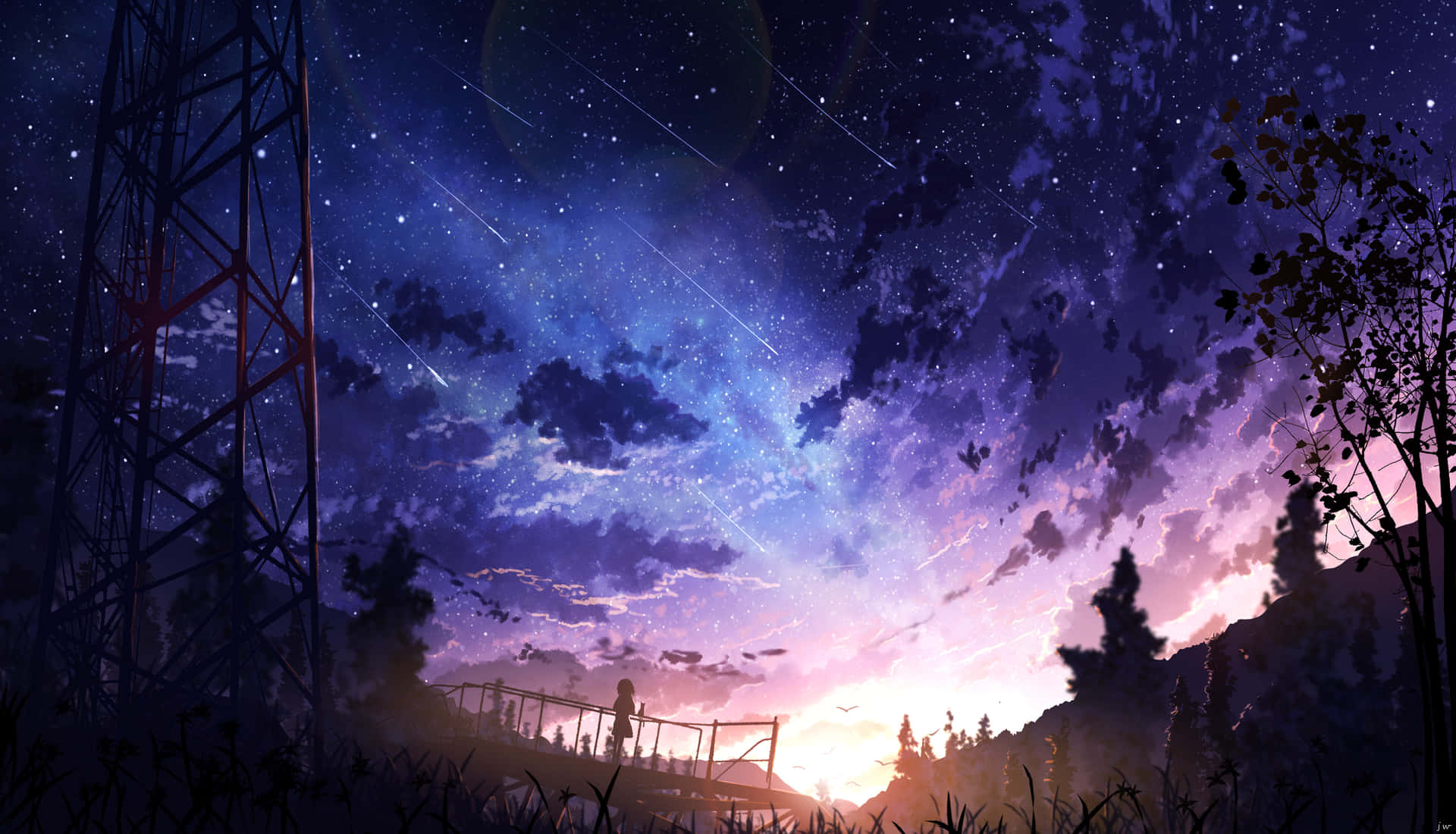 A stunning Anime sunset creating an enchanting atmosphere against a beautiful landscape backdrop.