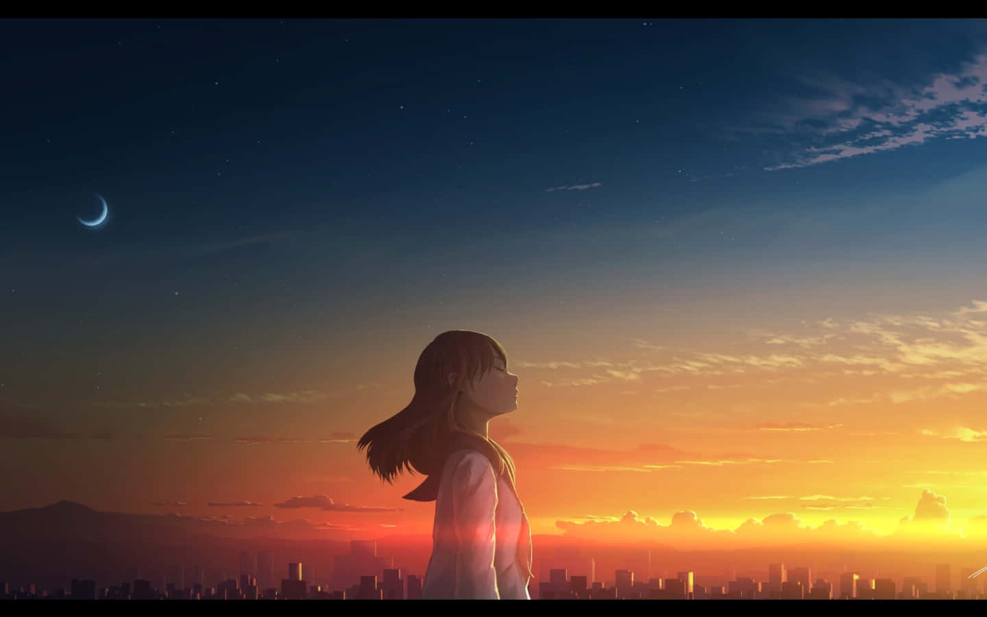 Anime Sunset Contemplation.jpg Wallpaper