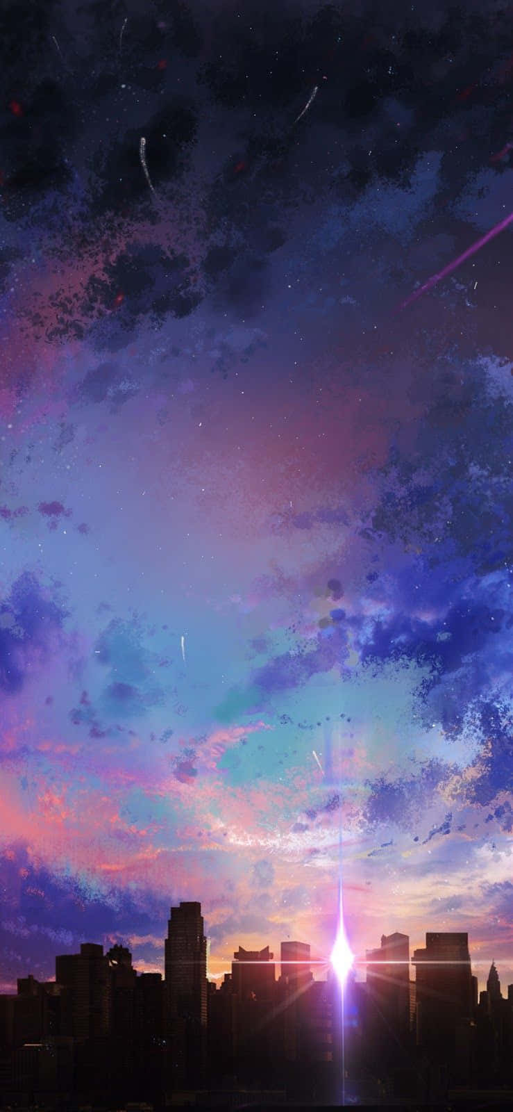 "Take in the beauty of the sunset with this Anime Sunset iPhone wallpaper" Wallpaper