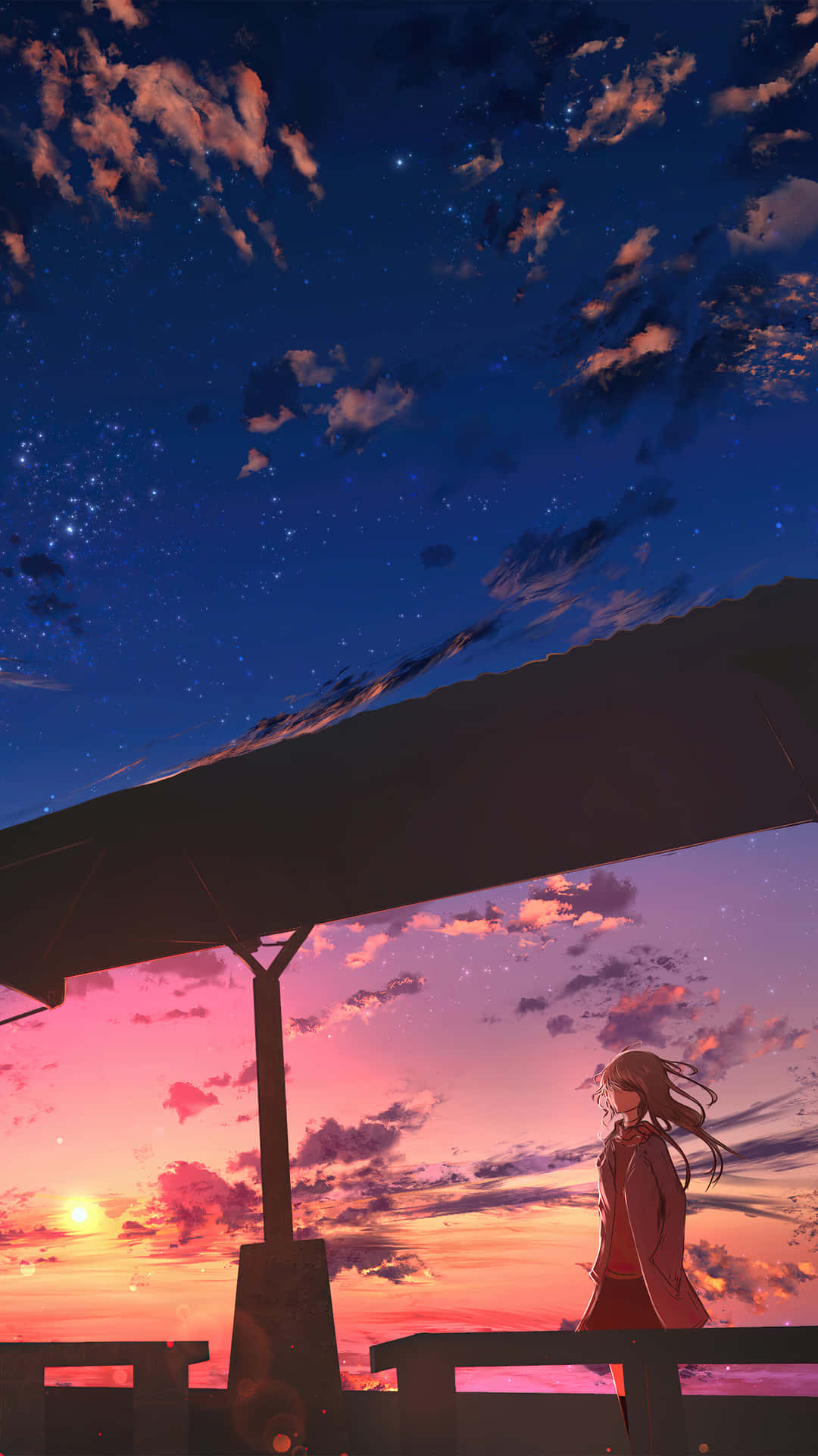 Catturail Tramonto Perfetto Con L'anime Sunset Su Iphone Sfondo