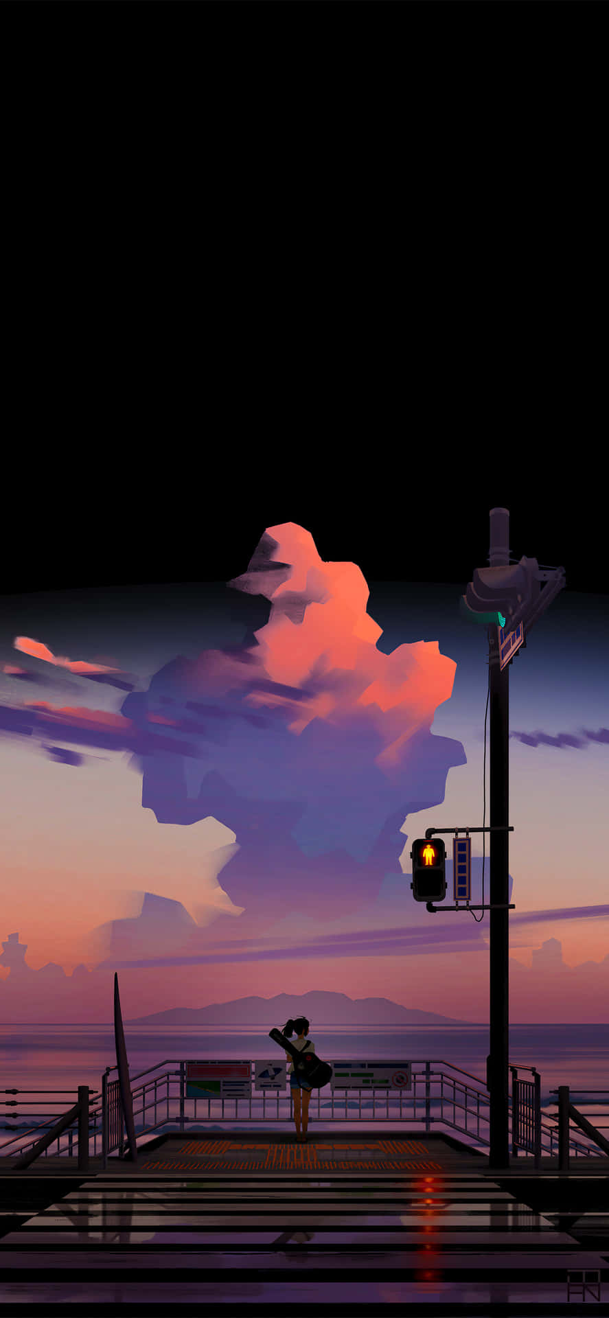 Anime Girl Standing On Car Enjoy Sunset View Live Wallpaper - WallpaperWaifu