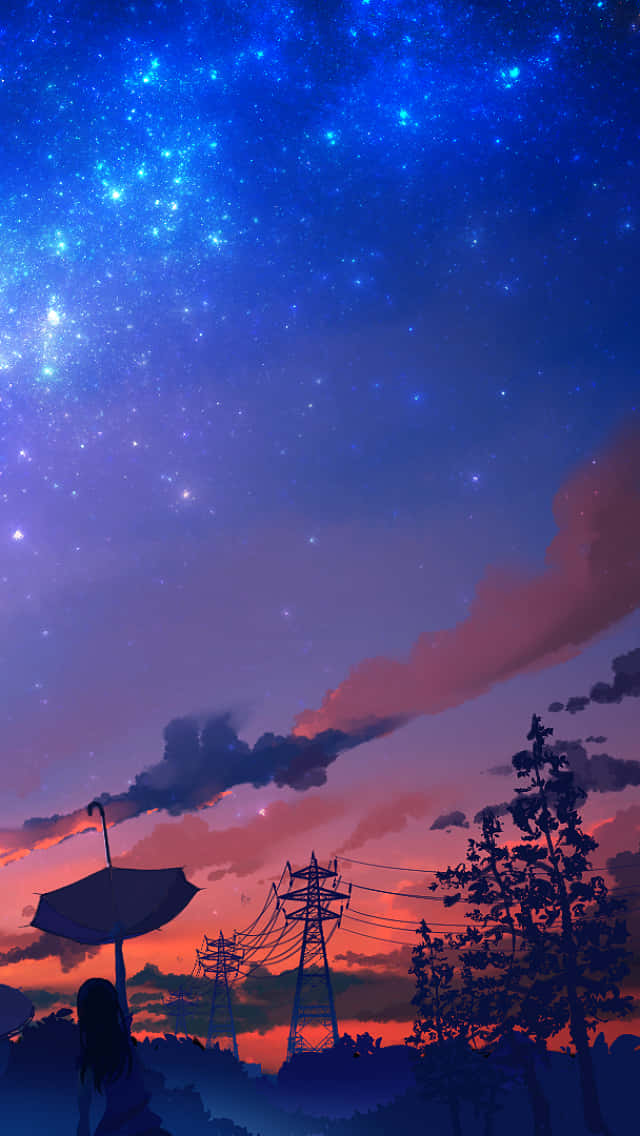 "Experience the beauty of an Anime Sunset with an iPhone" Wallpaper