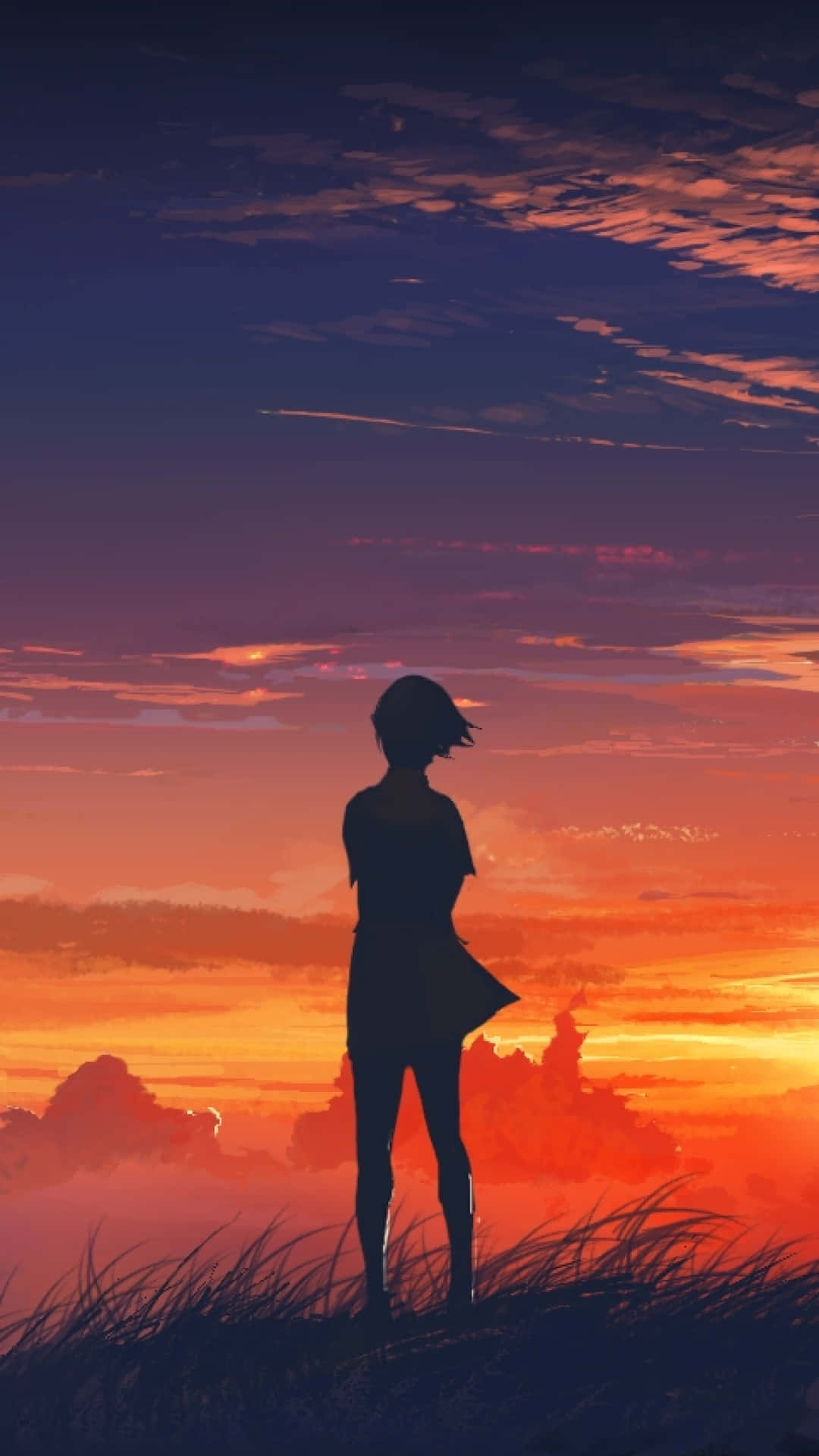 Dive into a Dreamy Anime Sunset. Wallpaper