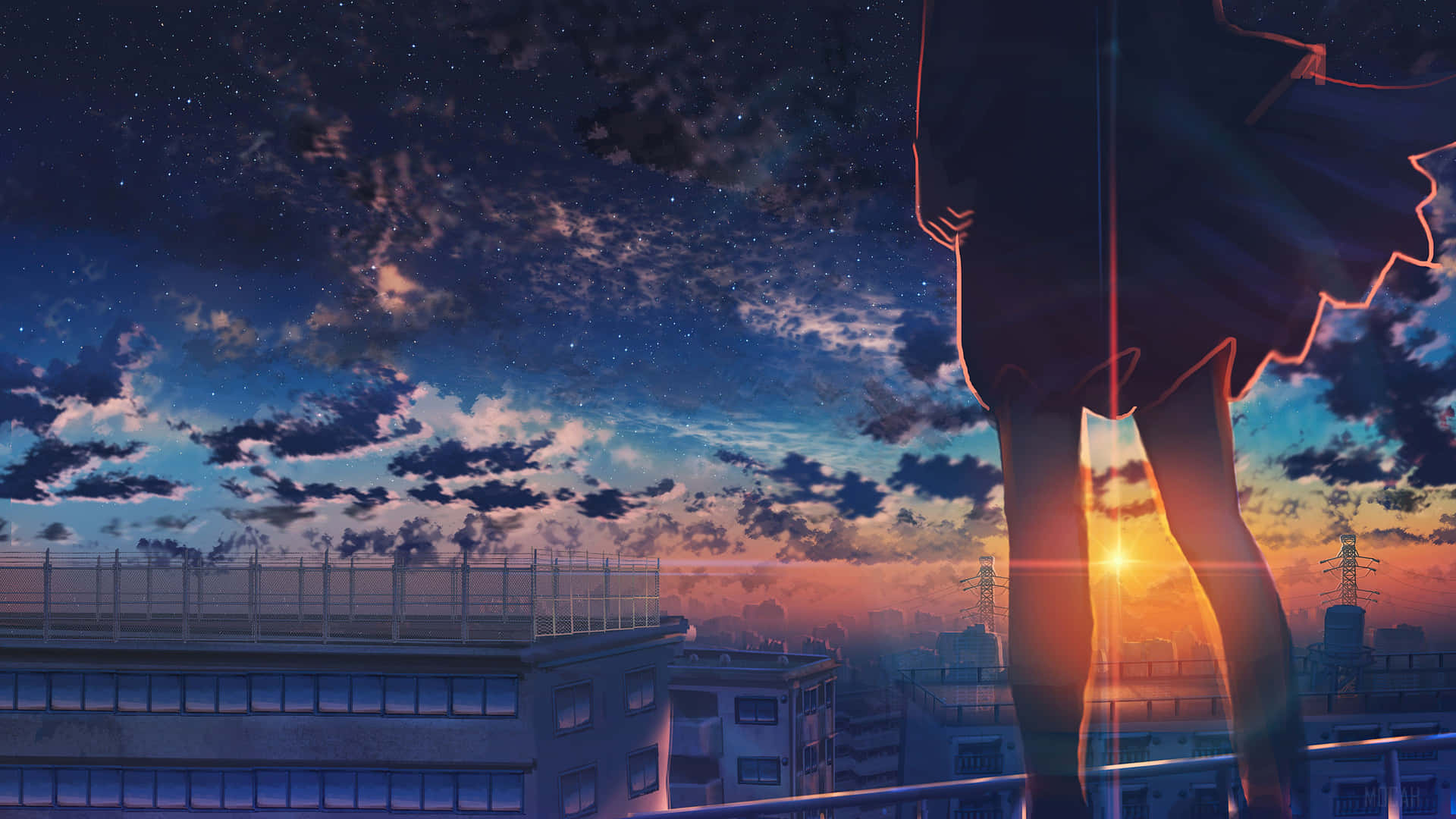 Download Anime Sunset Wallpaper 