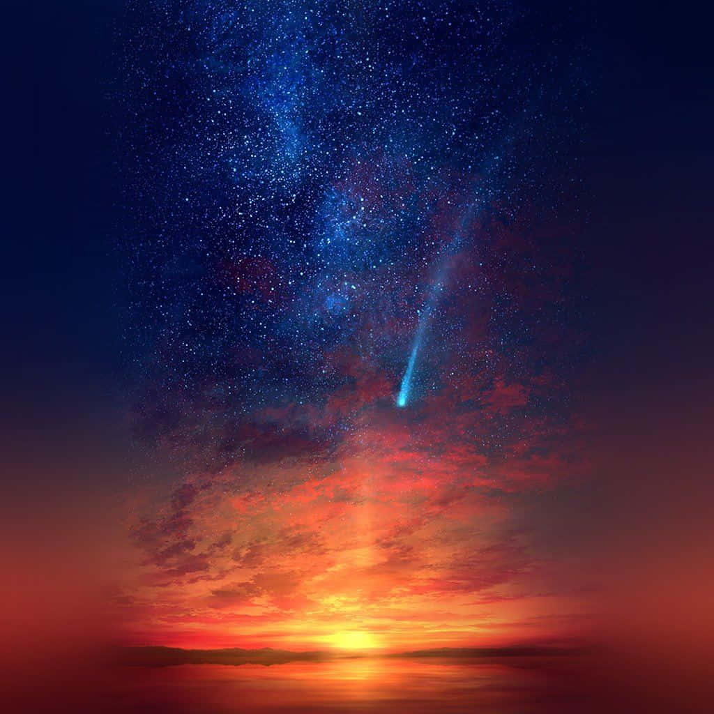 Anime Sunset Sky Shooting Star Wallpaper