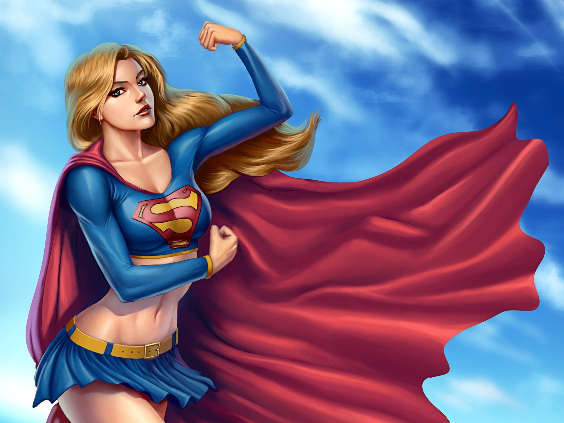 Anime Supergirl In Sky Background