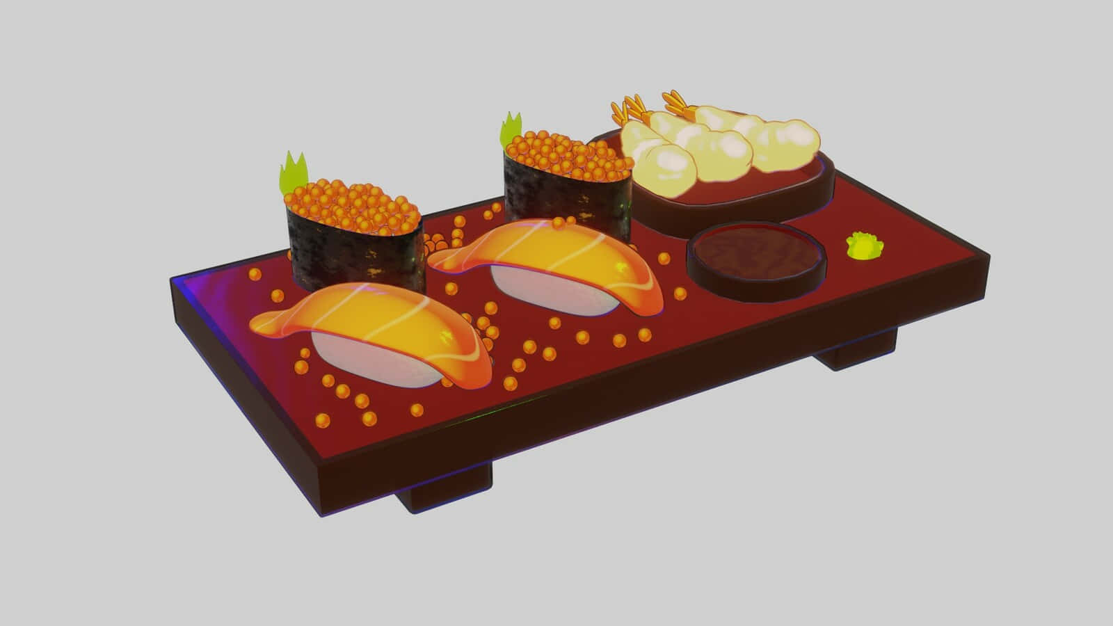 Anime Sushi Platter Digital Art Wallpaper